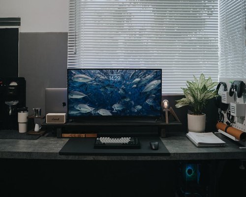 A clean desk setup in an office environment during a pause